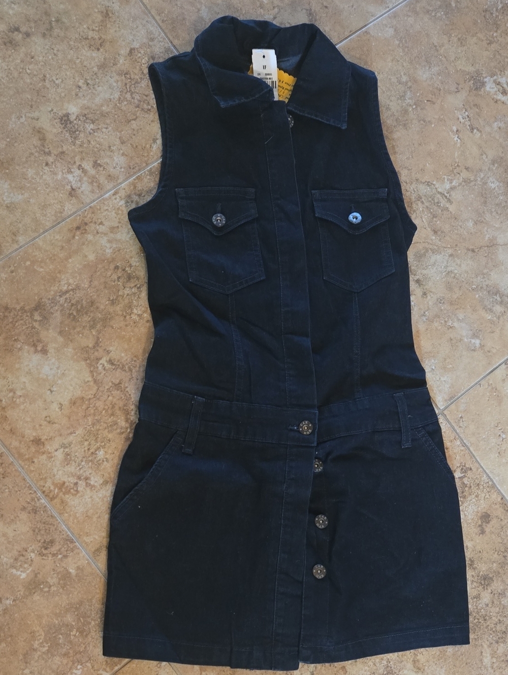 NWT CAR MAR LF Black Denim dress Sz XS
